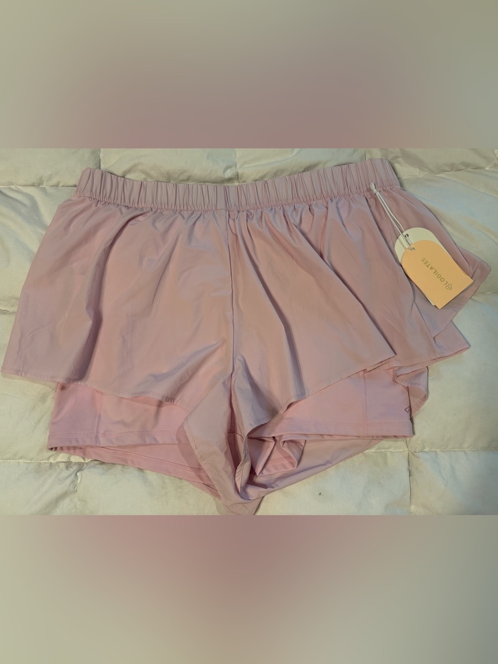 Plus Size 1X Blogilates Lilac Snow Athletic Ruffle Running Shorts w/Pockets